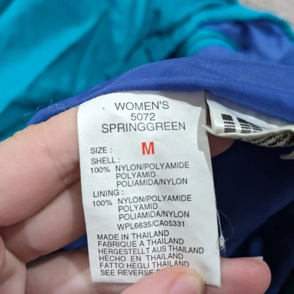 Woolrich Vintage Women's Zip Up Rain Coat Teal Blue Packable Waist Elastic M - Picture 7 of 11